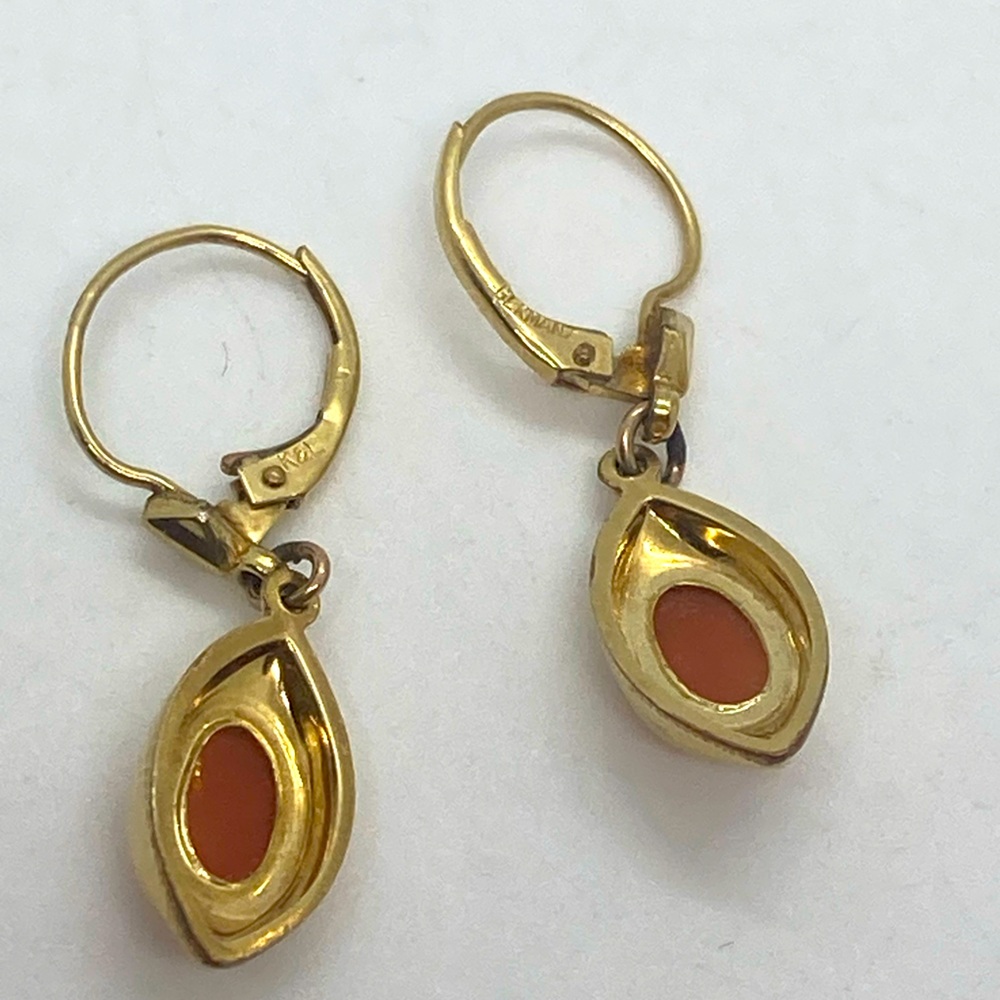 Vtg K&L Germany Kordes & Lichtenfels Gold Tone Marquis Cameo Earrings | 1.2” - Picture 5 of 8